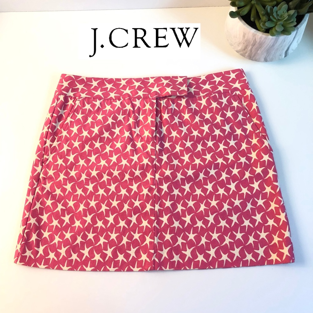 J. Crew Starfish Skirt Size 2 Pink White